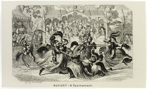 agosto - Um Torneio das Gravuras em Aço de George Cruikshank para os Almanacks Cómicos: 1835-1853 de George Cruikshank