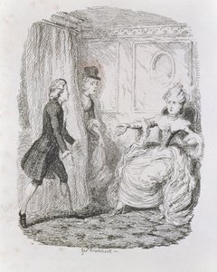 Situação embaraçosa de Lady Bellaston, de "Tom Jones, a história de um enjeitado", gravada pelo artista, ilustração de "The Works of Henry Fielding", pub. por Henry G. Bohn, 1853 de George Cruikshank