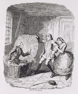 Booth descoberto no Hamper, de &39;Amelia&39;, gravado pelo artista, ilustração de &39;The Works of Henry Fielding&39;, pub. por Henry G. Bohn, 1853 de George Cruikshank