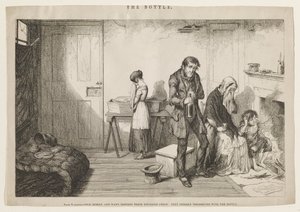 O frio, a miséria e a carência destroem o filho mais novo: consolam-se com a garrafa. de George Cruikshank