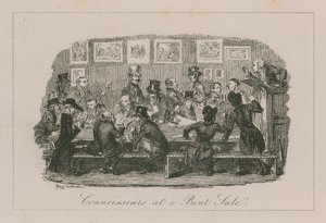 Connoissuers em uma venda impressa de George Cruikshank