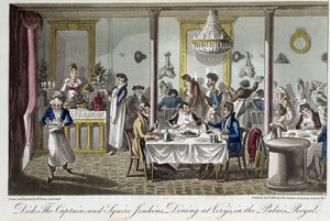 Jantar no Very, no Palais Royal - no "Life in Paris" de David Carey, Londres de George Cruikshank