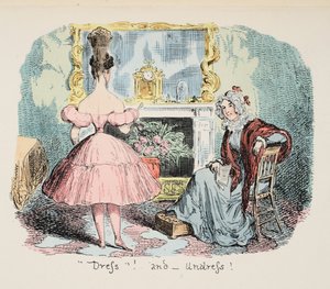 Vestir e despir, pub. 1832 (gravura colorida à mão) de George Cruikshank