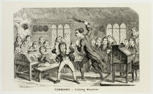 fevereiro - Cutting Weather das gravuras em aço de George Cruikshank para The Comic Almanacks: 1835-1853 de George Cruikshank