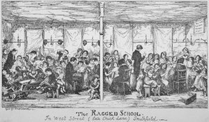Field Lane Ragged School, Smithfield, Cidade de Londres, 1850 de George Cruikshank