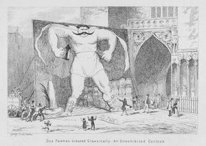 Guy Fawkes tratado classicamente, Um desenho animado não exposto (gravura) de George Cruikshank