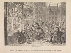 Henry percebe que Norris apanha o lenço de Ann Boleyn nas partidas de George Cruikshank
