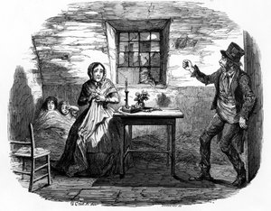 Início na sombra, ilustração de &39;Temperance cartazes: casa na questão de sombra 4&39; por William Tweedie, impressa feita por Johnston, 1852 de George Cruikshank