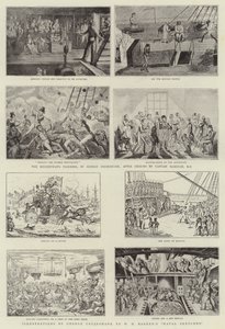 Arte humorística na Exposição Naval Real de George Cruikshank