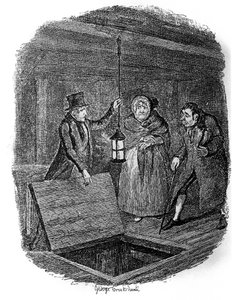 Ilustração para "Oliver Twist" (Olivier) de Charles Dickens (1812-1870), de George Cruikshank (1792-1878). de George Cruikshank