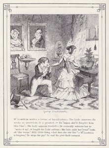 Ilustração para O Livro dos Solteiros, ou O Progresso do Sr. Lambkin (Gent) (gravura) de George Cruikshank