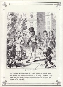 Ilustração para O Livro dos Solteiros, ou O Progresso do Sr. Lambkin (Gent) (gravura) de George Cruikshank