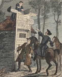Jack Sheppard Escapa da jaula dos prisioneiros, ilustração de Jack Sheppard: Um romance por William Harrison Ainsworth, publicado em 1839 (gravura colorida à mão) de George Cruikshank