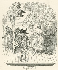 Joseph Grimaldi em Harlequinade de George Cruikshank