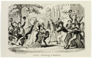 junho - Equilíbrio entre as gravuras em aço de George Cruikshank e os Almanaques Cómicos: 1835-1853 de George Cruikshank