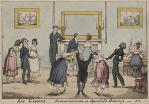 Les Graces, Inconvenientes na Dança Quadrilha, 1817 de George Cruikshank