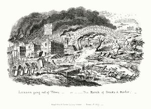 London Going Out of Town, ou a Marcha dos Tijolos e Argamassa (gravura) de George Cruikshank