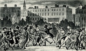 London Street Fight, início do século XIX. de George Cruikshank