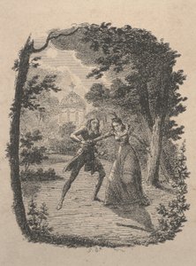 Homem e mulher no jardim (gravura) de George Cruikshank