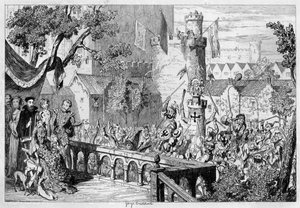 Máscara no jardim do palácio da Torre de Londres, 1840. de George Cruikshank