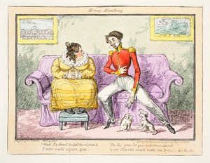 Caça ao Dinheiro, 1835 (gravura colorida à mão) de George Cruikshank
