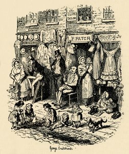 Monmouth Street, Soho, uma ilustração de G. Cruikshank para Dickens Sketches de Boz. , 1938 de George Cruikshank