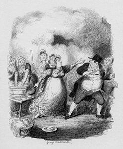 Sr. Bumble degradou aos olhos dos pobres, de "As Aventuras de Oliver Twist", de Charles Dickens (1812-1870) 1838, publicado por Chapman und Hall, 1901. de George Cruikshank