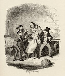 Sr. Fagin e seu pupilo recuperando Nancy, de "As Aventuras de Oliver Twist", de Charles Dickens (1812-1870), 1838, publicado por Chapman und Hall, 1901