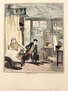 Sra Sheppard expostulando com seu filho, ilustração de Jack Sheppard: Um Romance por William Harrison Ainsworth, publicado em 1839 (gravura colorida à mão) de George Cruikshank
