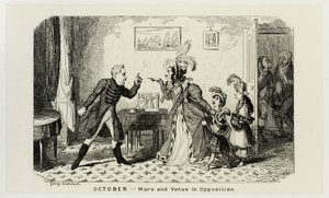 outubro - Marte e Vénus em oposição a partir das gravuras em aço de George Cruikshank para The Comic Almanacks: 1835-1853 de George Cruikshank