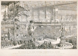 Abertura da Grande Exposição, Crystal Palace, Hyde Park, Londres, 1851 de George Cruikshank