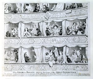 Caixas de Ópera durante o tempo da Grande Exposição, c.1851 de George Cruikshank