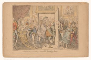 Salão Overvol Inconveniências de uma sala lotada (título no objeto) de George Cruikshank
