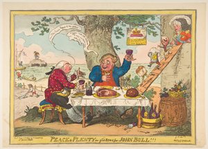 Paz e abundância ou boas novas para John Bull !!!, 25 de maio de 1814. de George Cruikshank
