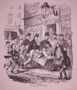 Carteirista capturado pela polícia, início do século XIX (gravura) de George Cruikshank