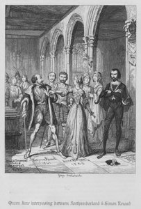 Interposição da Rainha Jane entre Northumberland e Simon Renard (gravura) de George Cruikshank