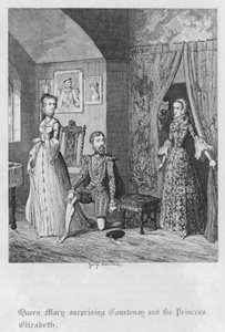 A Rainha Maria surpreende Courtenay e a Princesa Isabel (gravura) de George Cruikshank
