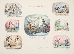 Recados e Esboços; Ninguém se divertiu, pub. 1831 (gravura colorida à mão) de George Cruikshank