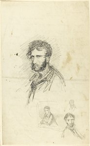Autorretrato com três esboços de George Cruikshank