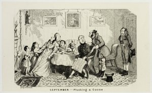 setembro - Depenar um ganso das gravuras em aço de George Cruikshank para The Comic Almanacks: 1835-1853 de George Cruikshank