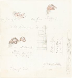 Esboços de rostos grotescos de George Cruikshank
