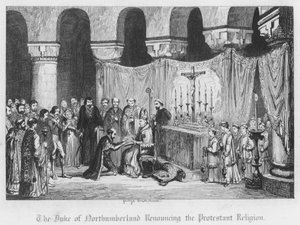 O Duque de Northumberland renunciando à Religião Protestante (gravação) de George Cruikshank