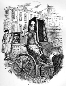 O último motorista de táxi e o primeiro ônibus Omnibus, c1900 de George Cruikshank