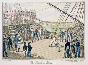 O ponto de honra, publicado em 1825 (gravura a cores) de George Cruikshank