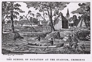 A escola de Natação no estádio, Cremorne Gardens de George Cruikshank