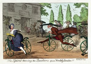 O Espírito move os Quakers sobre as vaidades mundanas!!, pub. 1819 (gravura colorida à mão) de George Cruikshank