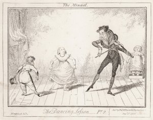 A lição de dança: O minueto de George Cruikshank