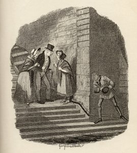 O encontro, de "As aventuras de Oliver Twist", de Charles Dickens (1812-1870), 1838, publicado por Chapman und Hall, 1901 de George Cruikshank