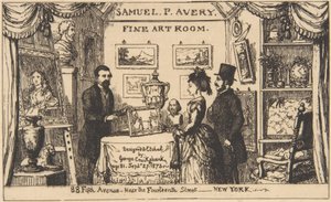 Cartão publicitário para Samuel P. Avery - Sala de belas-artes de George Cruikshank