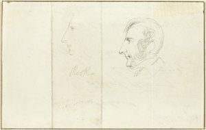 Dois auto-retratos de perfil de George Cruikshank
